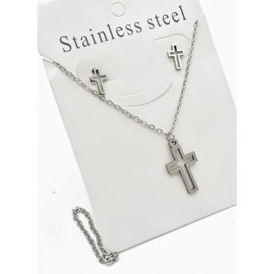 SET DE COLLAR, DIJE Y ARETES EN ACERO INOXIDABLE 316L
