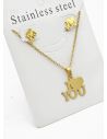 SET DE COLLAR, DIJE Y ARETES EN ACERO INOXIDABLE 316L