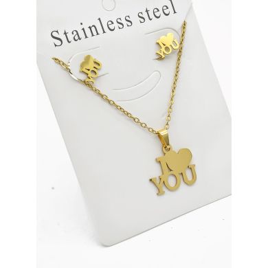 SET DE COLLAR, DIJE Y ARETES EN ACERO INOXIDABLE 316L