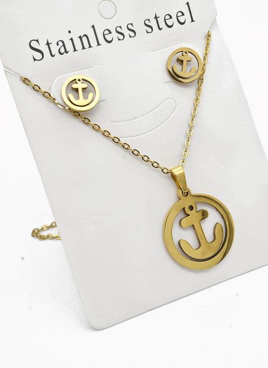 SET DE COLLAR, DIJE Y ARETES EN ACERO INOXIDABLE 316L