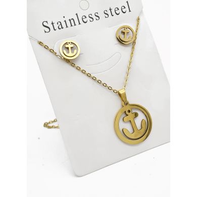SET DE COLLAR, DIJE Y ARETES EN ACERO INOXIDABLE 316L