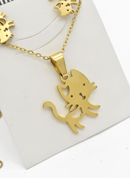 SET DE COLLAR, DIJE Y ARETES EN ACERO INOXIDABLE 316L