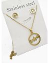 SET DE COLLAR, DIJE Y ARETES EN ACERO INOXIDABLE 316L
