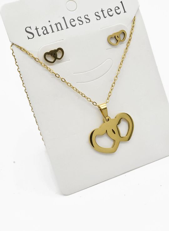 SET DE COLLAR, DIJE Y ARETES EN ACERO INOXIDABLE 316L