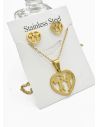 SET DE COLLAR, DIJE Y ARETES EN ACERO INOXIDABLE 316L