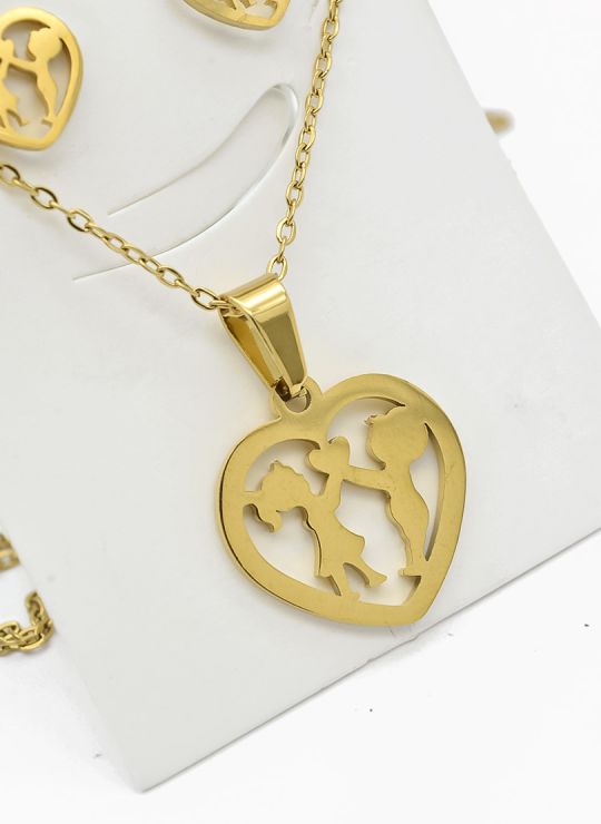 SET DE COLLAR, DIJE Y ARETES EN ACERO INOXIDABLE 316L