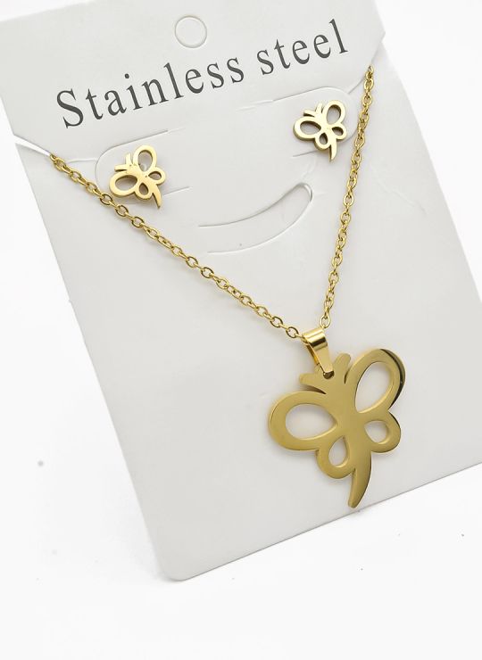 SET DE COLLAR, DIJE Y ARETES EN ACERO INOXIDABLE 316L