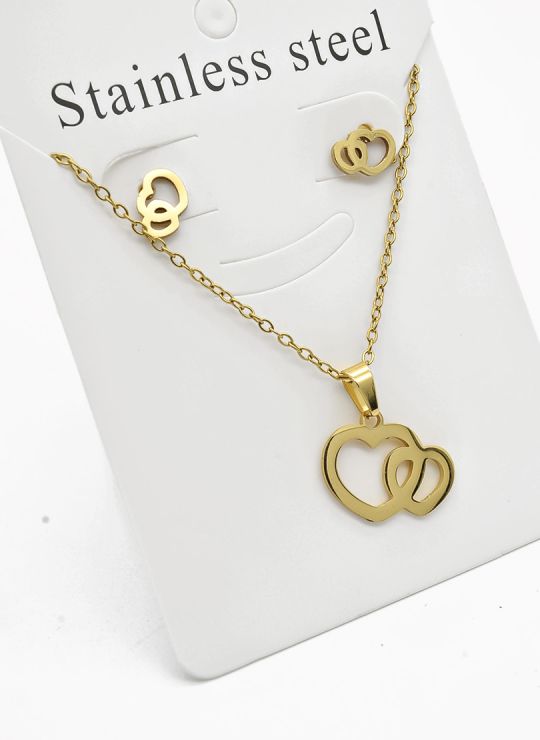 SET DE COLLAR, DIJE Y ARETES EN ACERO INOXIDABLE 316L