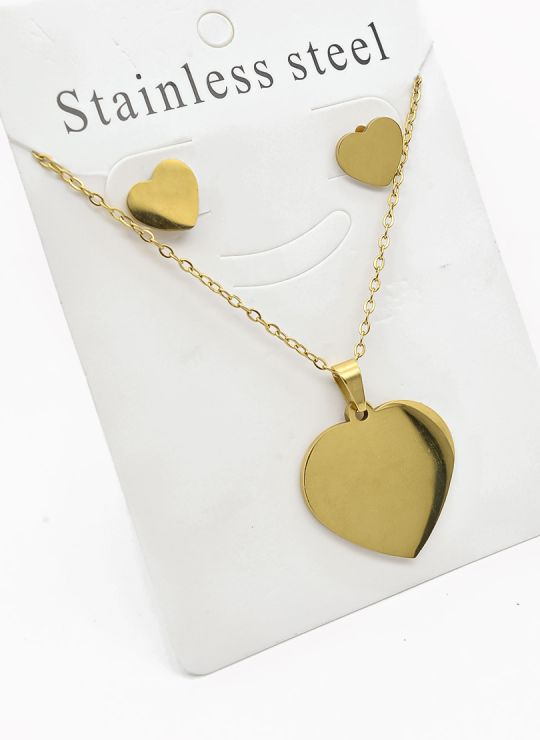 SET DE COLLAR, DIJE Y ARETES EN ACERO INOXIDABLE 316L