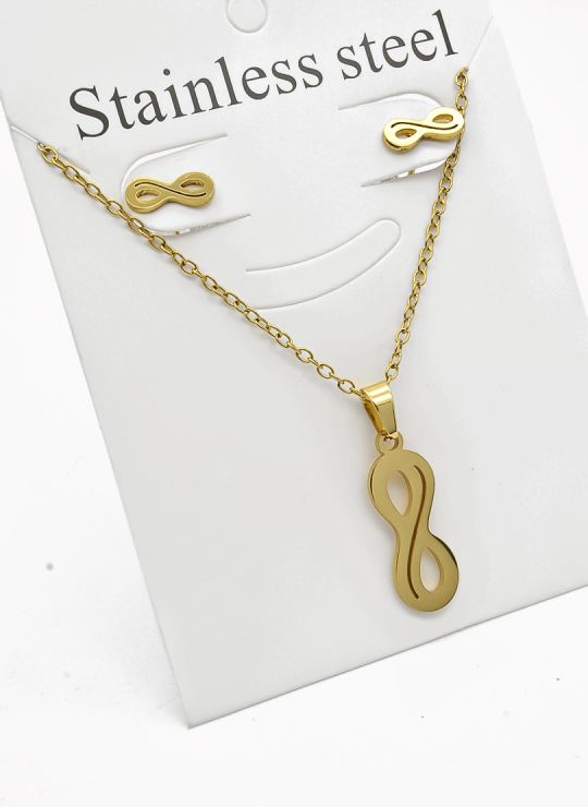 SET DE COLLAR, DIJE Y ARETES EN ACERO INOXIDABLE 316L