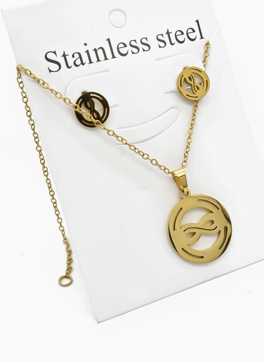 SET DE COLLAR, DIJE Y ARETES EN ACERO INOXIDABLE 316L