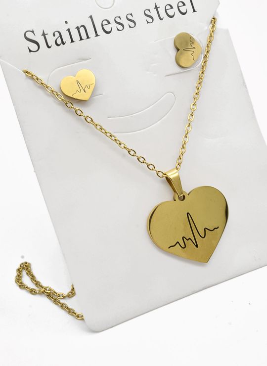 SET DE COLLAR, DIJE Y ARETES EN ACERO INOXIDABLE 316L