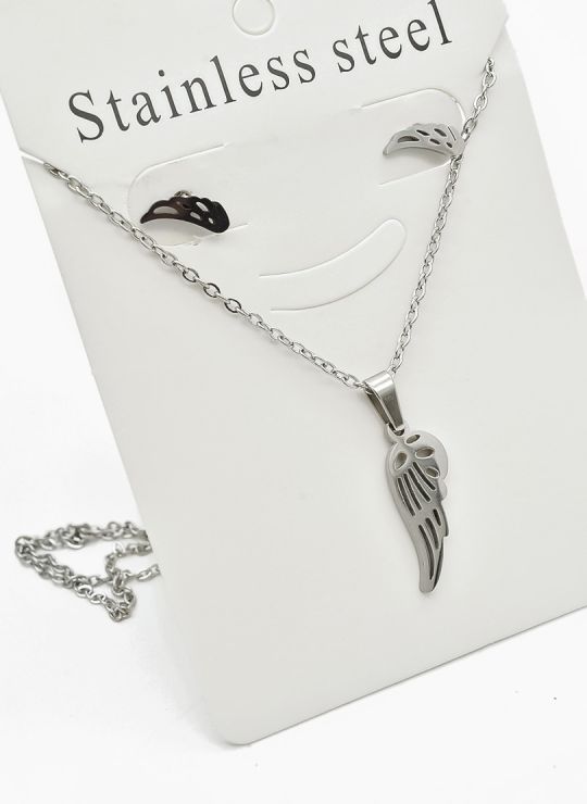 SET DE COLLAR, DIJE Y ARETES EN ACERO INOXIDABLE 316L