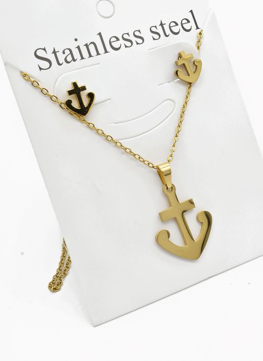 SET DE COLLAR, DIJE Y ARETES EN ACERO INOXIDABLE 316L