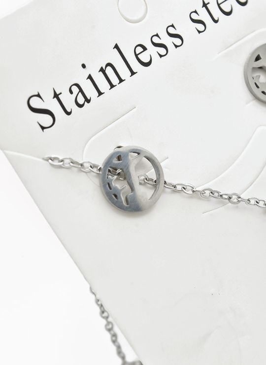 SET DE COLLAR, DIJE Y ARETES EN ACERO INOXIDABLE 316L