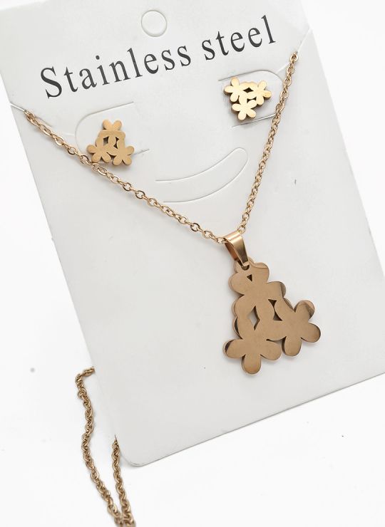 SET DE COLLAR, DIJE Y ARETES EN ACERO INOXIDABLE 316L