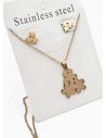SET DE COLLAR, DIJE Y ARETES EN ACERO INOXIDABLE 316L