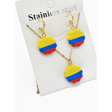 SET DE COLLAR, DIJE Y ARETES EN ACERO INOXIDABLE 316L
