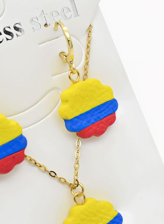 SET DE COLLAR, DIJE Y ARETES EN ACERO INOXIDABLE 316L