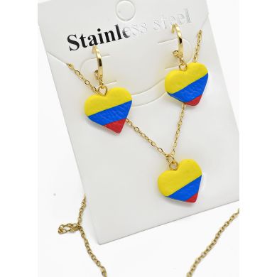 SET DE COLLAR, DIJE Y ARETES EN ACERO INOXIDABLE 316L