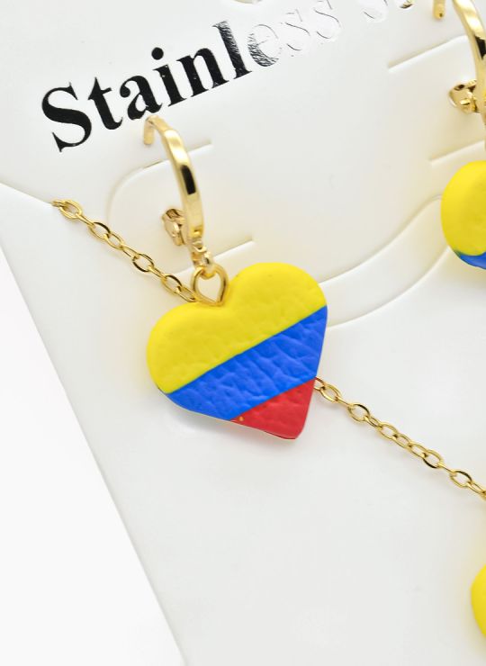 SET DE COLLAR, DIJE Y ARETES EN ACERO INOXIDABLE 316L