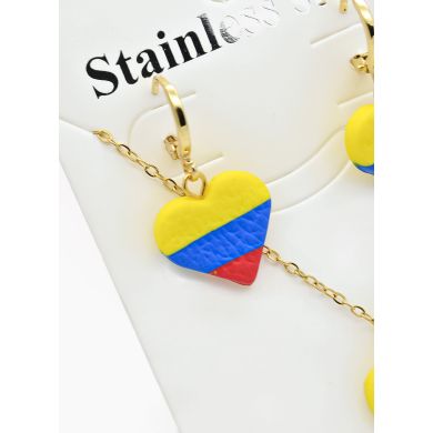 SET DE COLLAR, DIJE Y ARETES EN ACERO INOXIDABLE 316L
