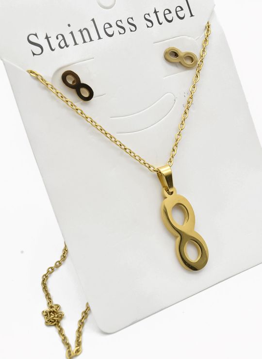 SET DE COLLAR, DIJE Y ARETES EN ACERO INOXIDABLE 316L