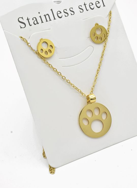 SET DE COLLAR, DIJE Y ARETES EN ACERO INOXIDABLE 316L