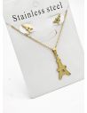 SET DE COLLAR, DIJE Y ARETES EN ACERO INOXIDABLE 316L