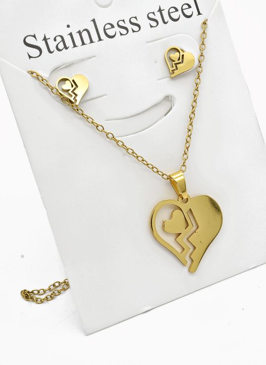 SET DE COLLAR, DIJE Y ARETES EN ACERO INOXIDABLE 316L
