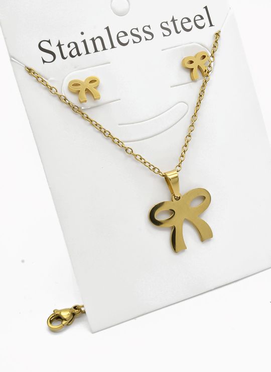 SET DE COLLAR, DIJE Y ARETES EN ACERO INOXIDABLE 316L