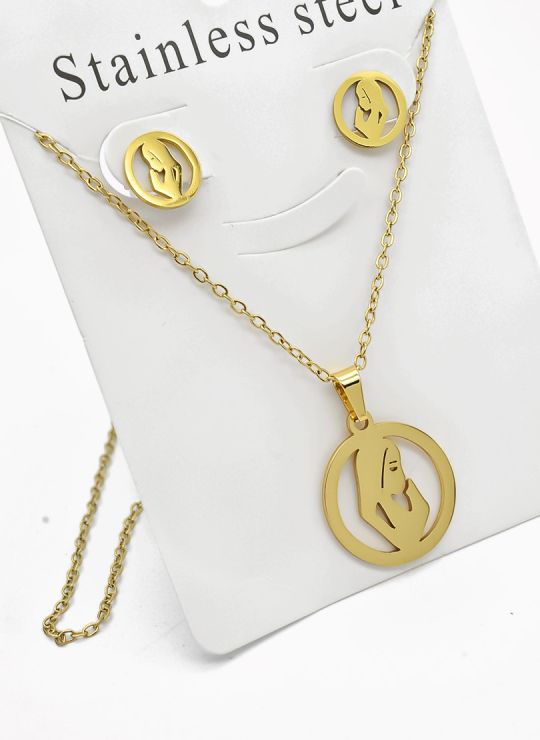 SET DE COLLAR, DIJE Y ARETES EN ACERO INOXIDABLE 316L