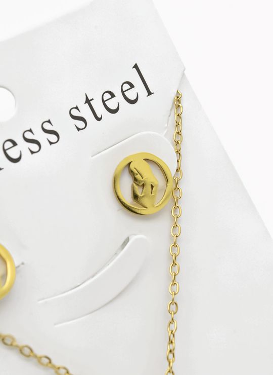 SET DE COLLAR, DIJE Y ARETES EN ACERO INOXIDABLE 316L