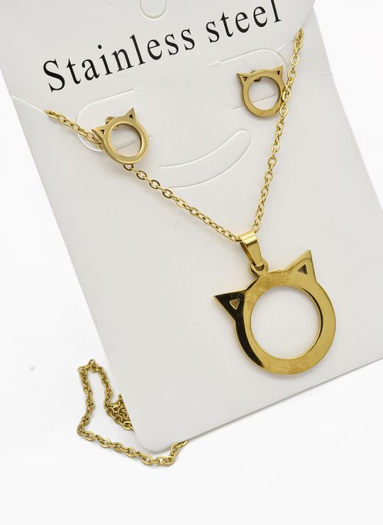 SET DE COLLAR, DIJE Y ARETES EN ACERO INOXIDABLE 316L