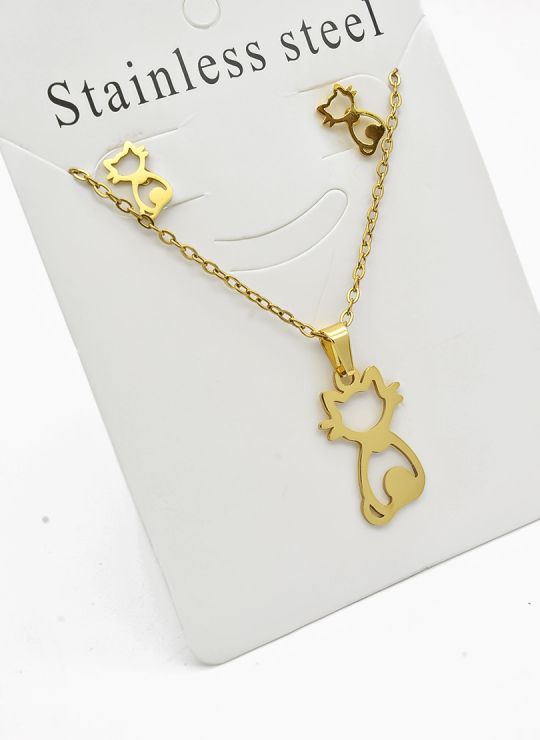 SET DE COLLAR, DIJE Y ARETES EN ACERO INOXIDABLE 316L