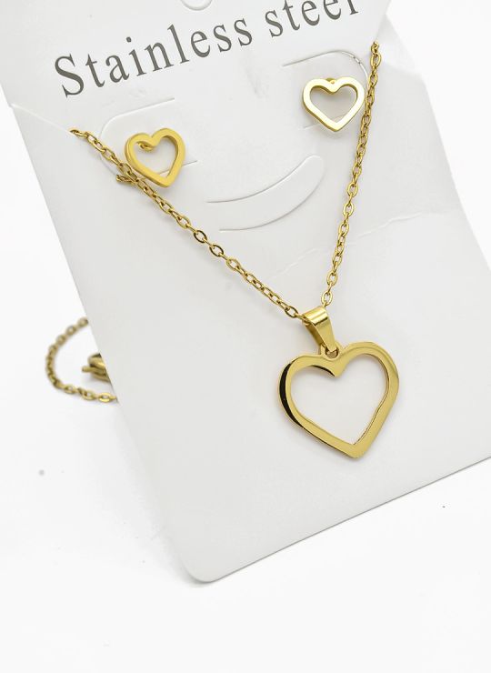 SET DE COLLAR, DIJE Y ARETES EN ACERO INOXIDABLE 316L