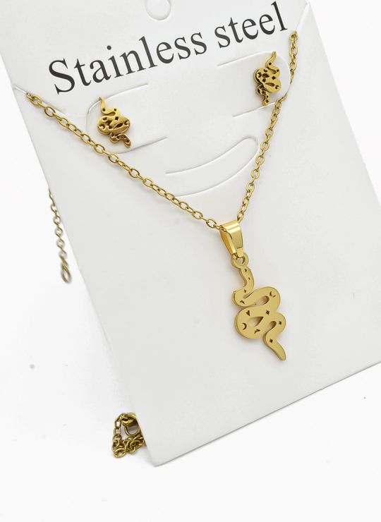 SET DE COLLAR, DIJE Y ARETES EN ACERO INOXIDABLE 316L