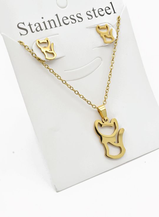 SET DE COLLAR, DIJE Y ARETES EN ACERO INOXIDABLE 316L