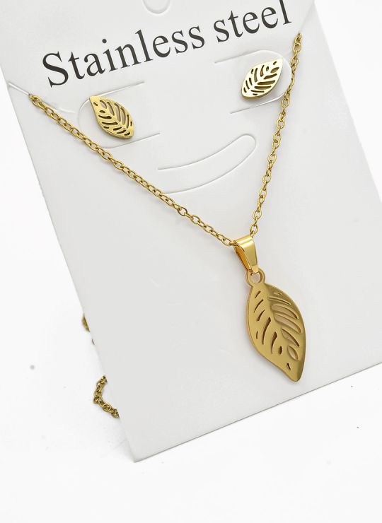 SET DE COLLAR, DIJE Y ARETES EN ACERO INOXIDABLE 316L
