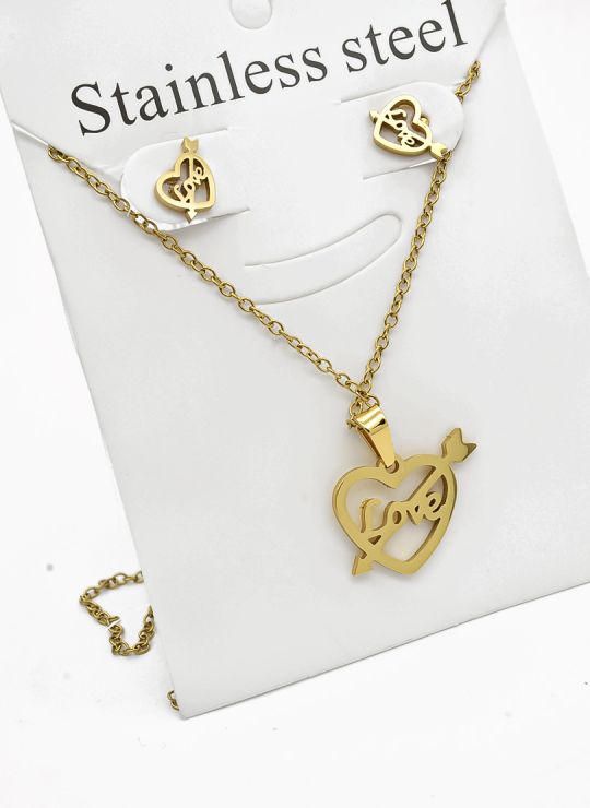 SET DE COLLAR, DIJE Y ARETES EN ACERO INOXIDABLE 316L