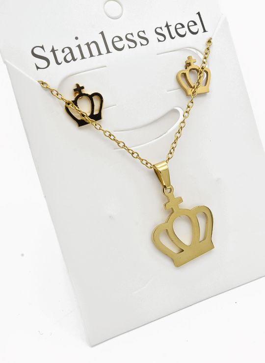SET DE COLLAR, DIJE Y ARETES EN ACERO INOXIDABLE 316L