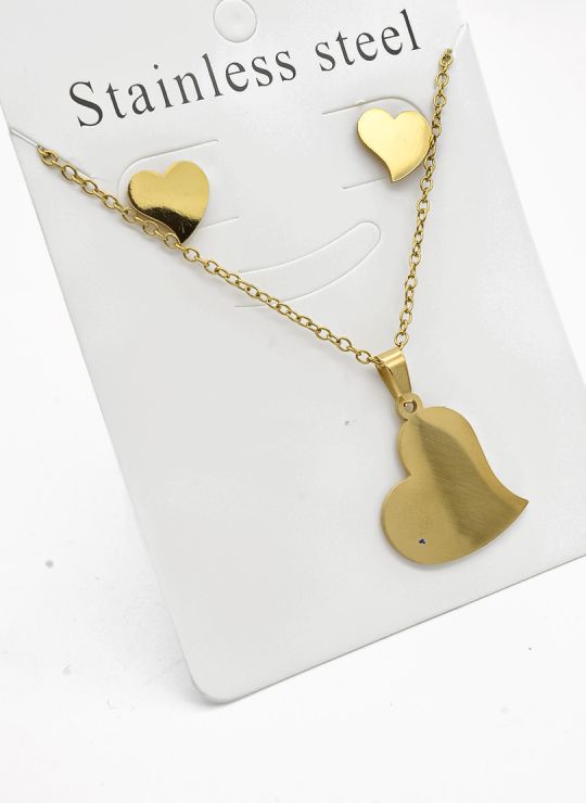 SET DE COLLAR, DIJE Y ARETES EN ACERO INOXIDABLE 316L