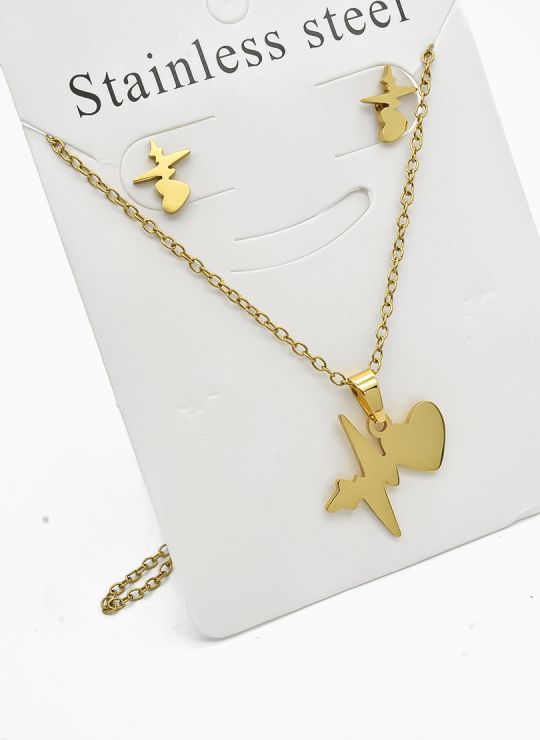 SET DE COLLAR, DIJE Y ARETES EN ACERO INOXIDABLE 316L