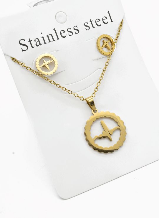 SET DE COLLAR, DIJE Y ARETES EN ACERO INOXIDABLE 316L
