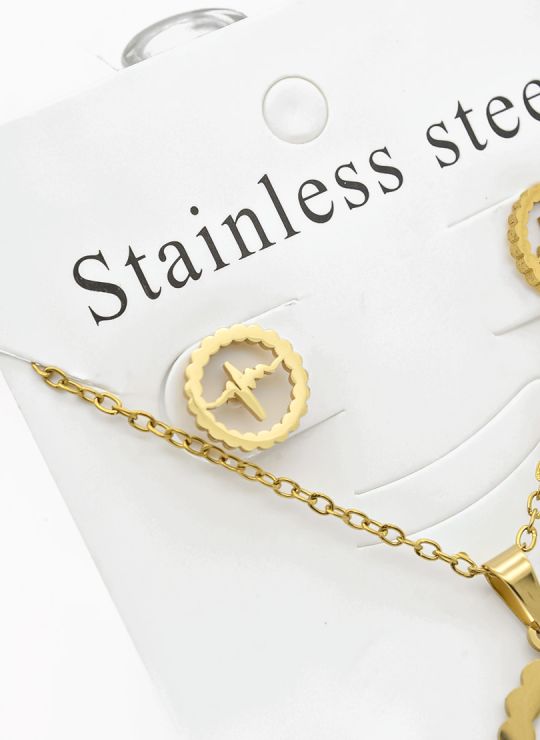 SET DE COLLAR, DIJE Y ARETES EN ACERO INOXIDABLE 316L