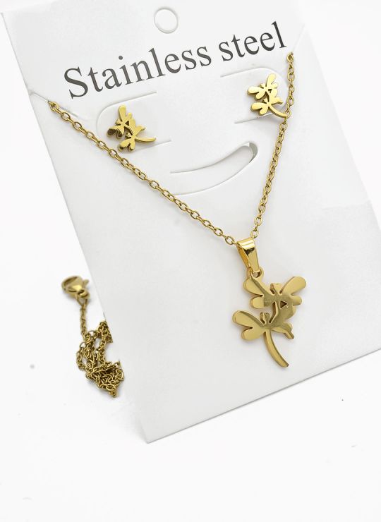 SET DE COLLAR, DIJE Y ARETES EN ACERO INOXIDABLE 316L