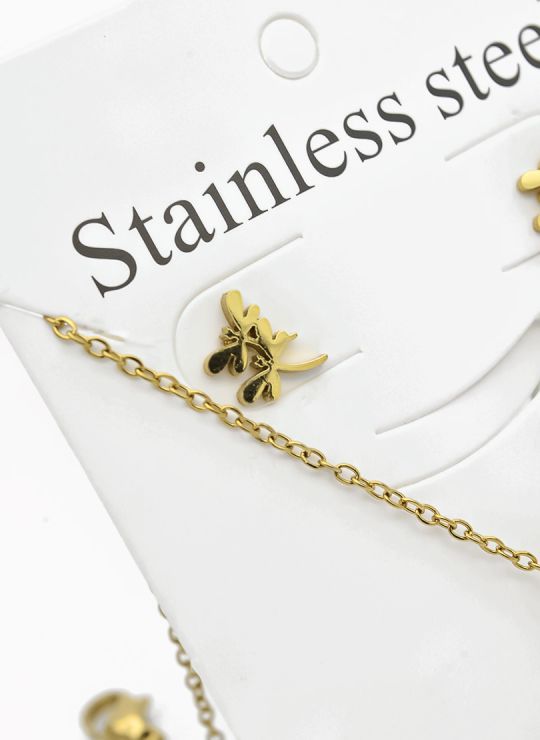 SET DE COLLAR, DIJE Y ARETES EN ACERO INOXIDABLE 316L