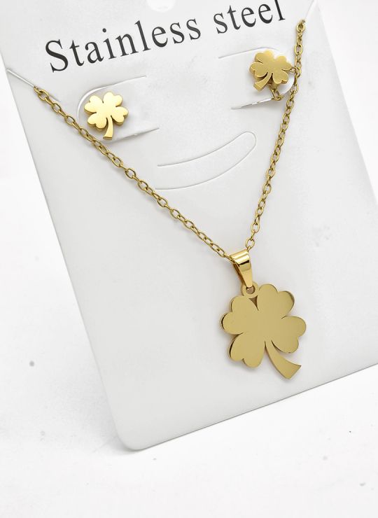 SET DE COLLAR, DIJE Y ARETES EN ACERO INOXIDABLE 316L