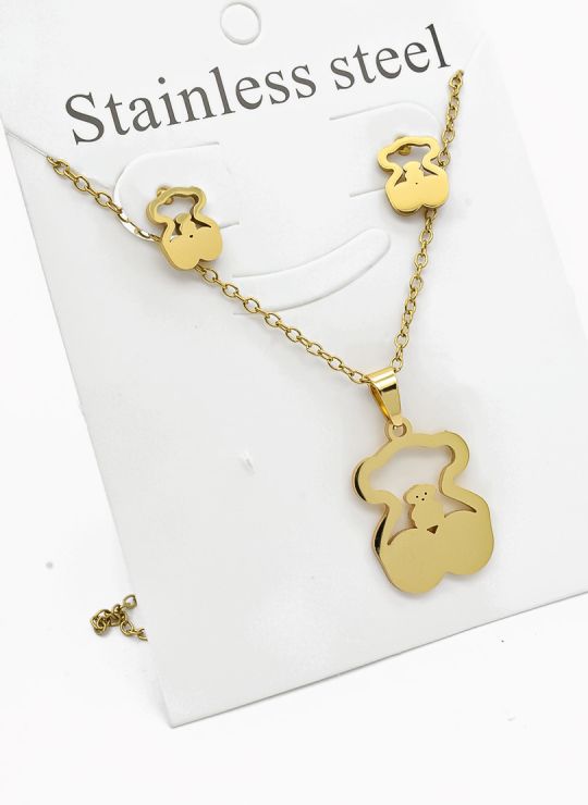 SET DE COLLAR, DIJE Y ARETES EN ACERO INOXIDABLE 316L