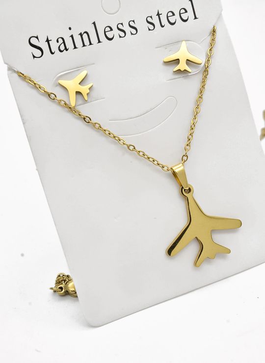 SET DE COLLAR, DIJE Y ARETES EN ACERO INOXIDABLE 316L